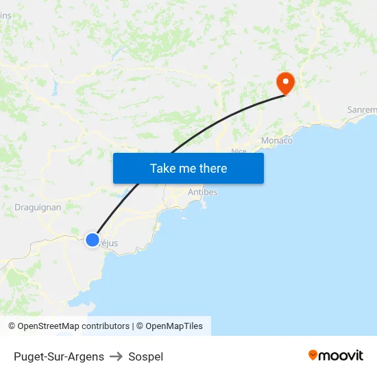 Puget-Sur-Argens to Sospel map
