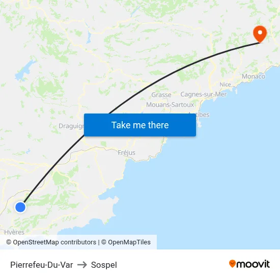 Pierrefeu-Du-Var to Sospel map