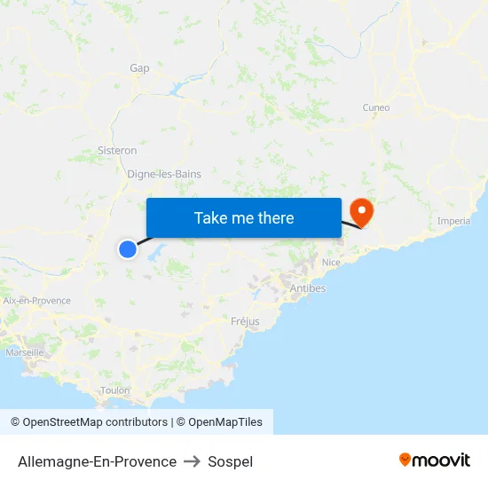 Allemagne-En-Provence to Sospel map