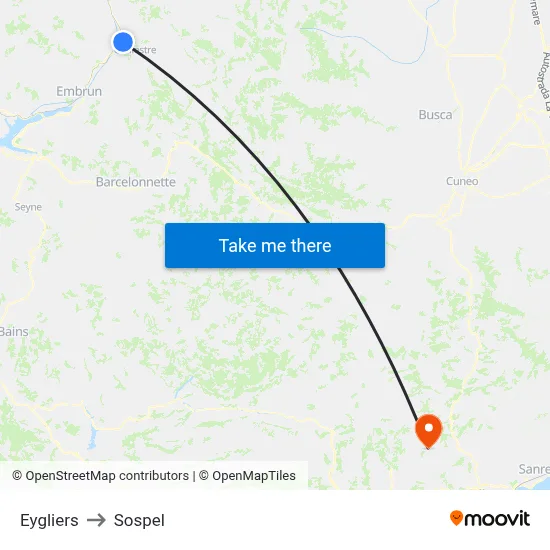Eygliers to Sospel map