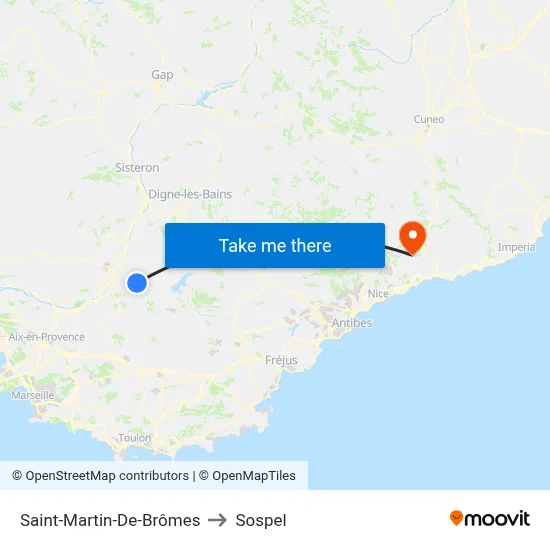 Saint-Martin-De-Brômes to Sospel map