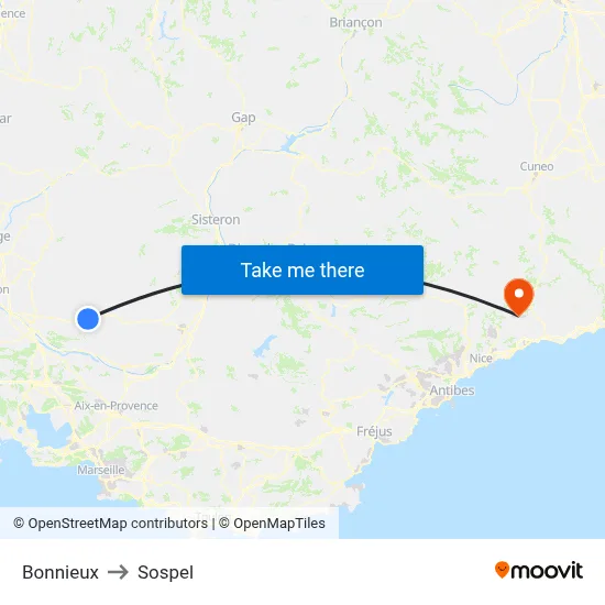 Bonnieux to Sospel map