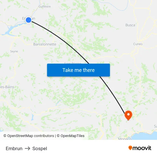 Embrun to Sospel map