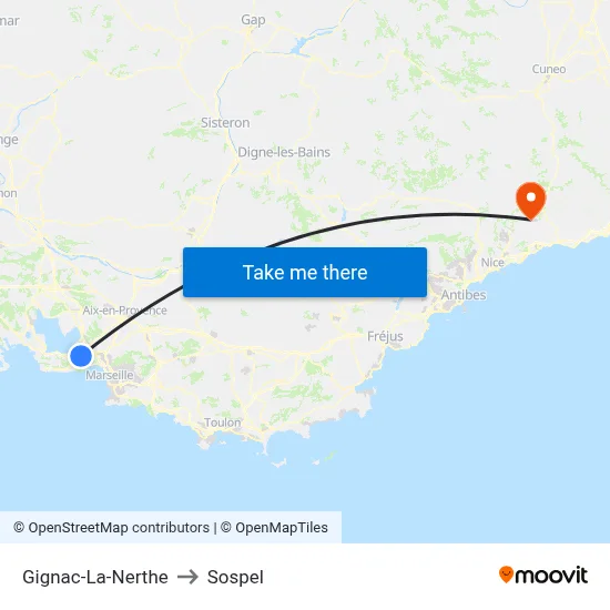 Gignac-La-Nerthe to Sospel map
