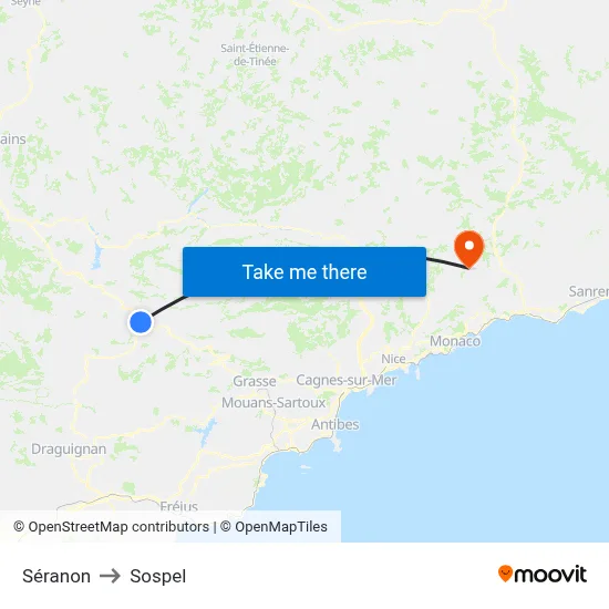 Séranon to Sospel map