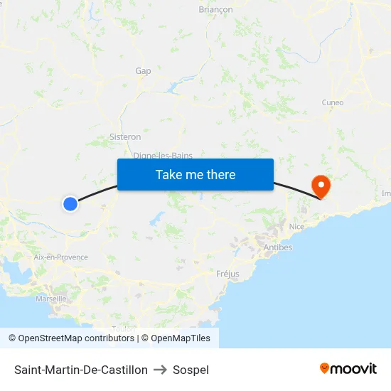 Saint-Martin-De-Castillon to Sospel map