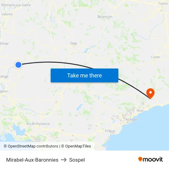 Mirabel-Aux-Baronnies to Sospel map