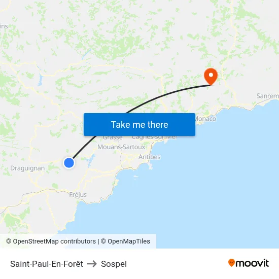 Saint-Paul-En-Forêt to Sospel map