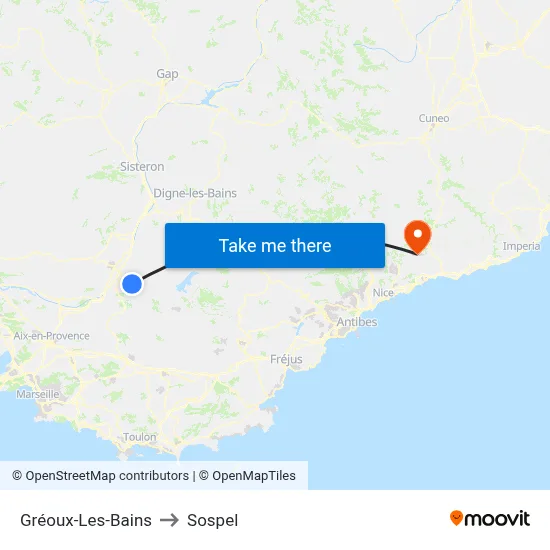 Gréoux-Les-Bains to Sospel map