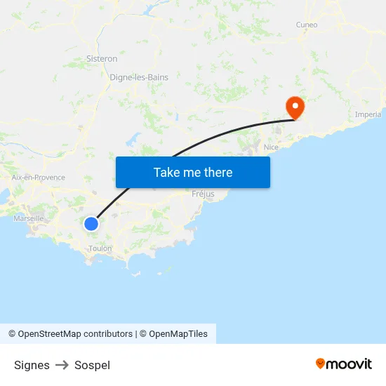 Signes to Sospel map