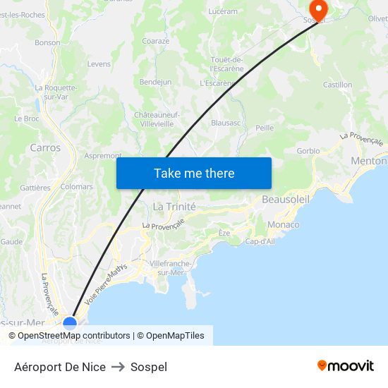 Aéroport De Nice to Sospel map