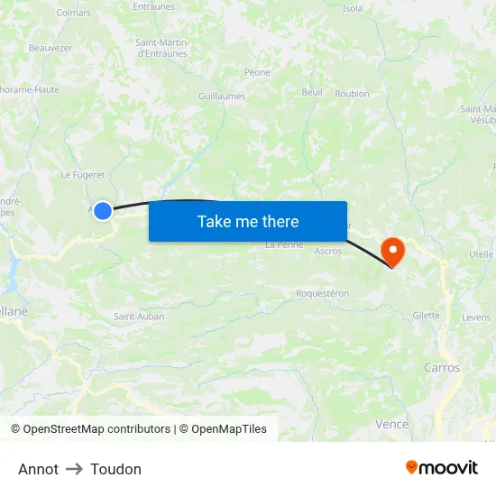 Annot to Toudon map