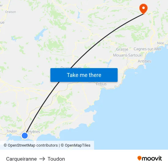 Carqueiranne to Toudon map