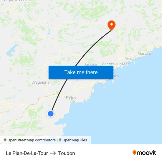 Le Plan-De-La-Tour to Toudon map