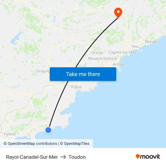 Rayol-Canadel-Sur-Mer to Toudon map