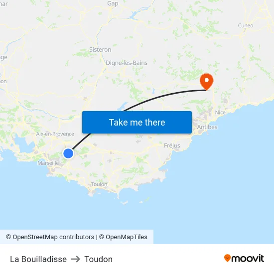 La Bouilladisse to Toudon map