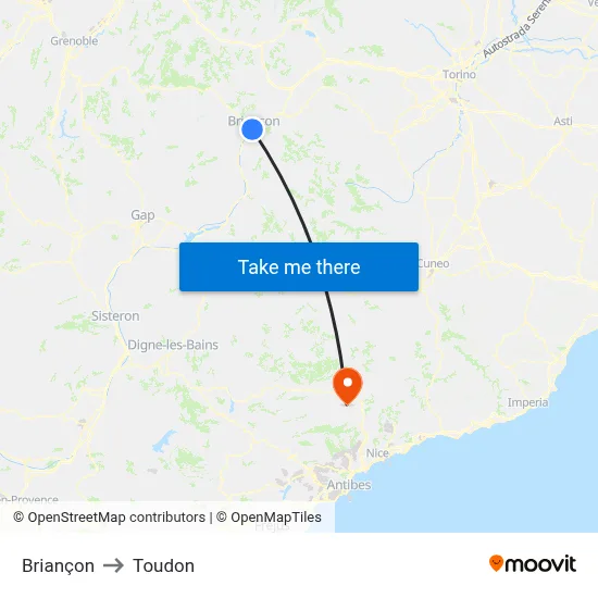 Briançon to Toudon map