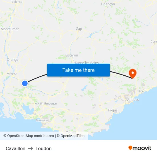 Cavaillon to Toudon map