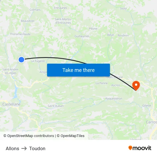 Allons to Toudon map