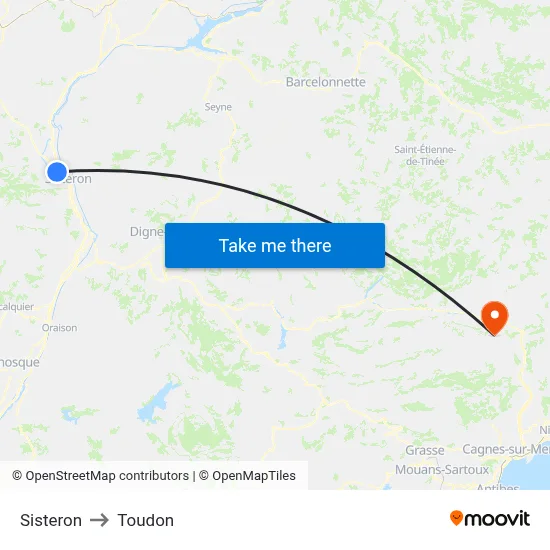 Sisteron to Toudon map