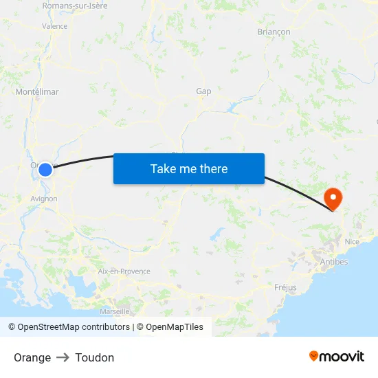 Orange to Toudon map