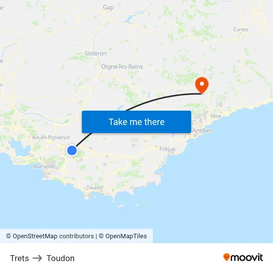 Trets to Toudon map