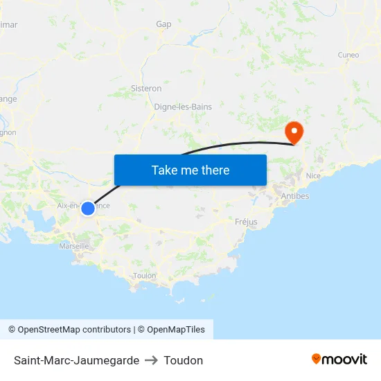 Saint-Marc-Jaumegarde to Toudon map
