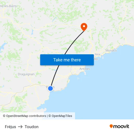 Fréjus to Toudon map