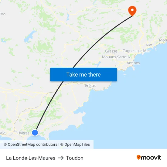 La Londe-Les-Maures to Toudon map