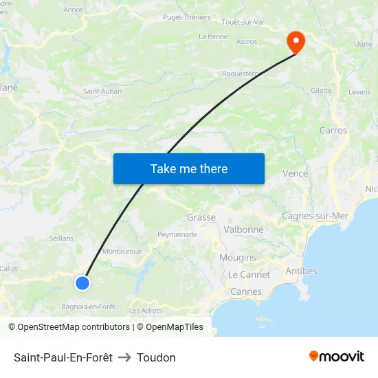 Saint-Paul-En-Forêt to Toudon map