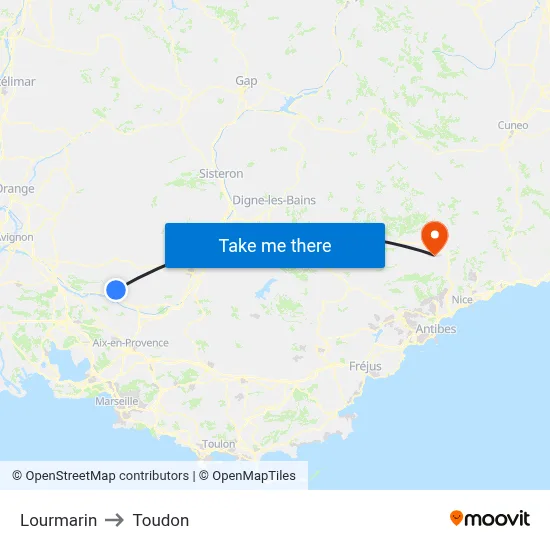 Lourmarin to Toudon map