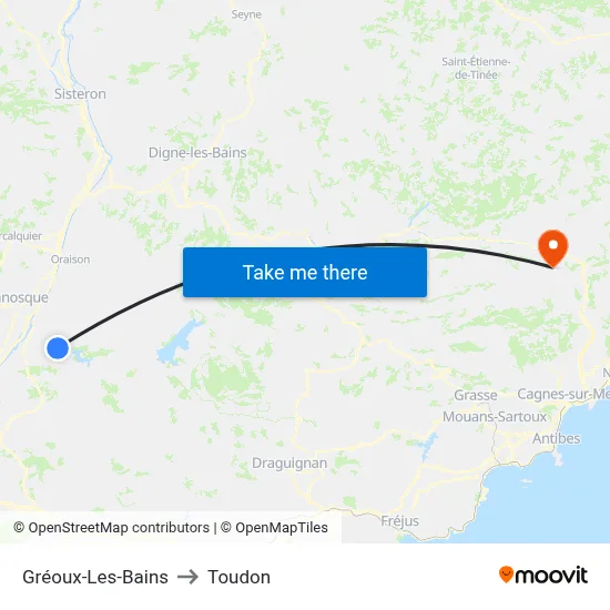 Gréoux-Les-Bains to Toudon map