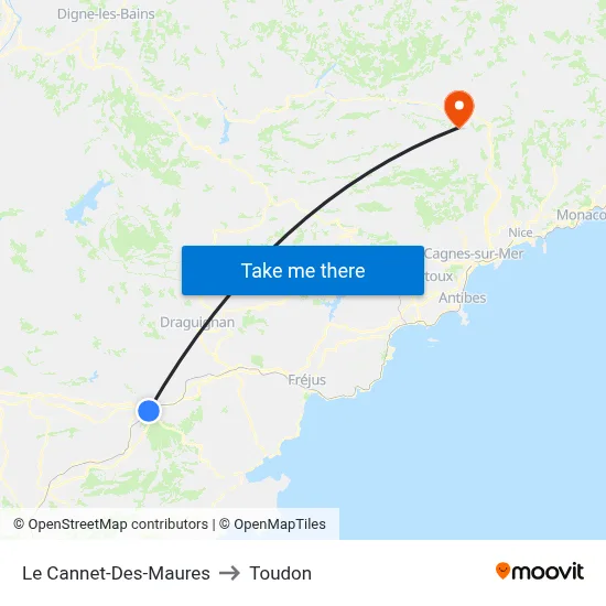 Le Cannet-Des-Maures to Toudon map