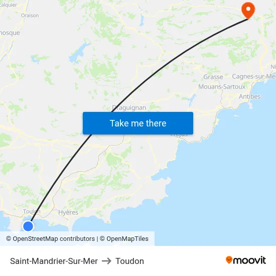 Saint-Mandrier-Sur-Mer to Toudon map