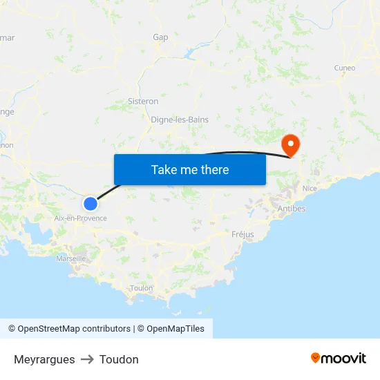 Meyrargues to Toudon map