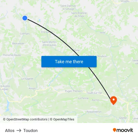Allos to Toudon map