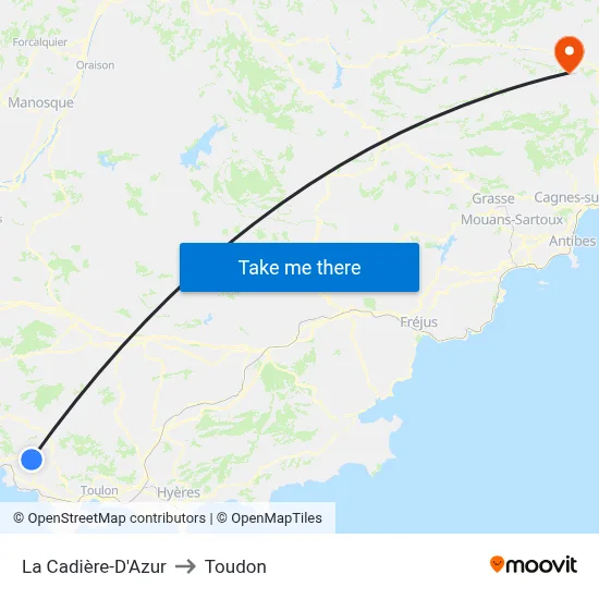 La Cadière-D'Azur to Toudon map