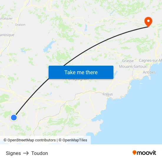 Signes to Toudon map
