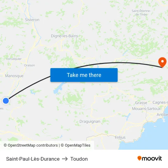 Saint-Paul-Lès-Durance to Toudon map