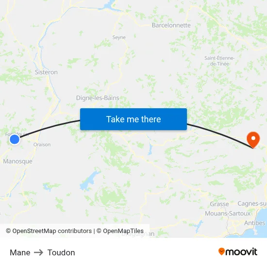 Mane to Toudon map