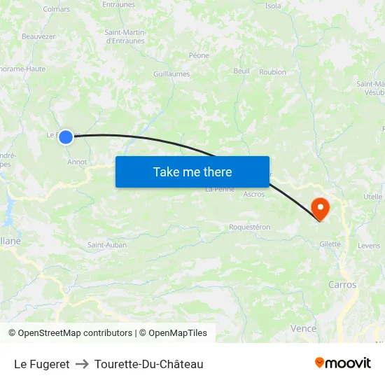 Le Fugeret to Tourette-Du-Château map
