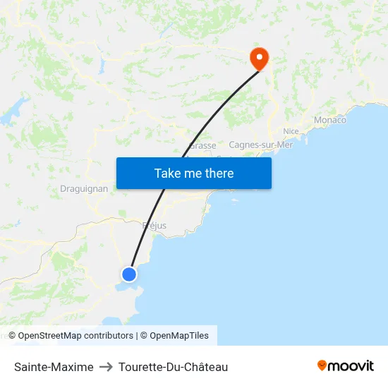 Sainte-Maxime to Tourette-Du-Château map