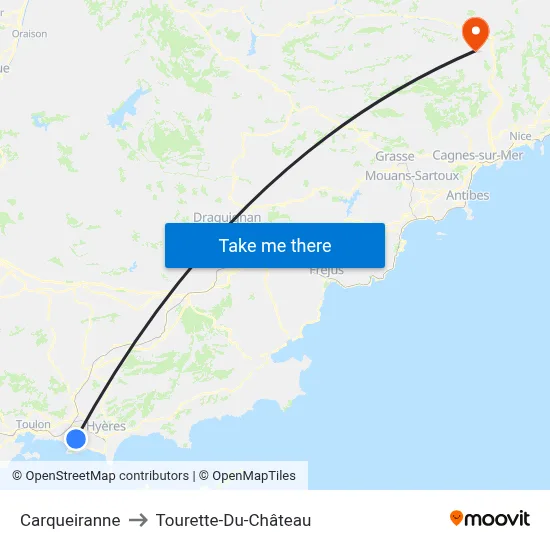 Carqueiranne to Tourette-Du-Château map