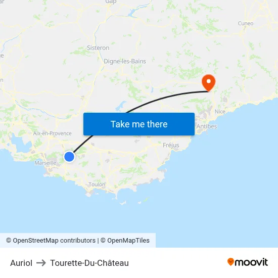 Auriol to Tourette-Du-Château map