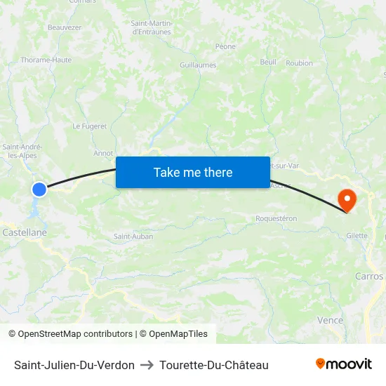 Saint-Julien-Du-Verdon to Tourette-Du-Château map