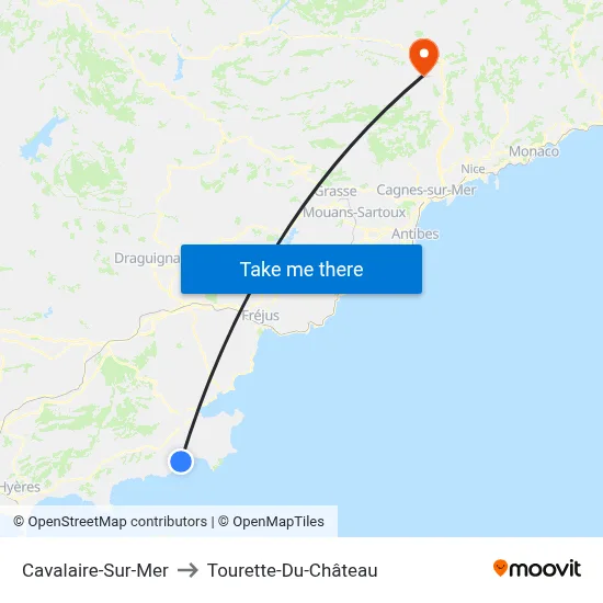Cavalaire-Sur-Mer to Tourette-Du-Château map