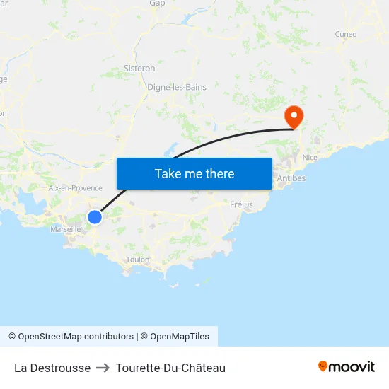 La Destrousse to Tourette-Du-Château map