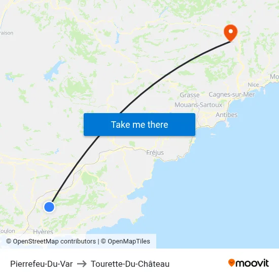 Pierrefeu-Du-Var to Tourette-Du-Château map
