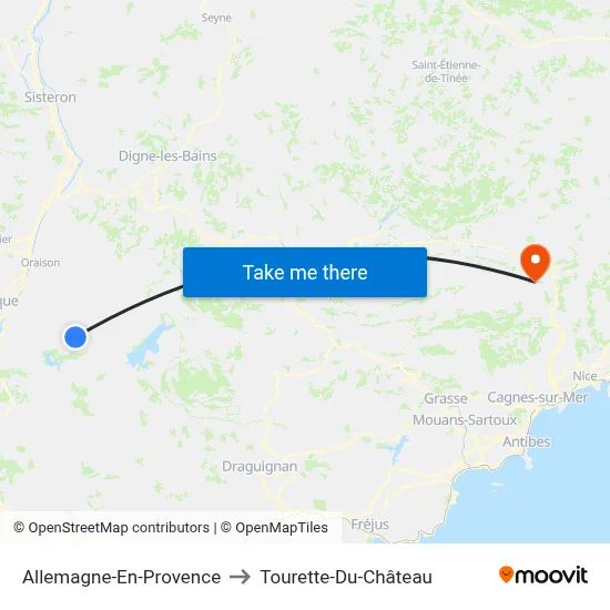 Allemagne-En-Provence to Tourette-Du-Château map