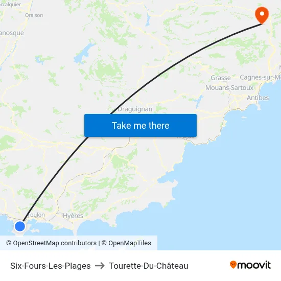 Six-Fours-Les-Plages to Tourette-Du-Château map
